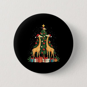 Badge Rond 5 Cm Giraffe de Noël Amateurs de girafe Noël Noël Ho