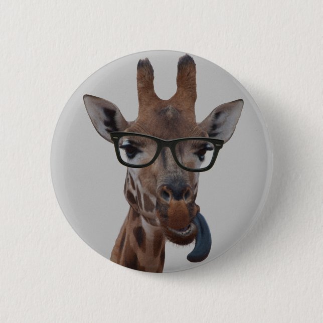 Badge Rond 5 Cm Giraffe geek (Devant)