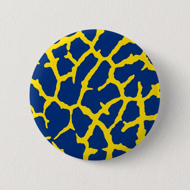 Badge Rond 5 Cm Giraffe Imprimé Marine Jaune (Devant)