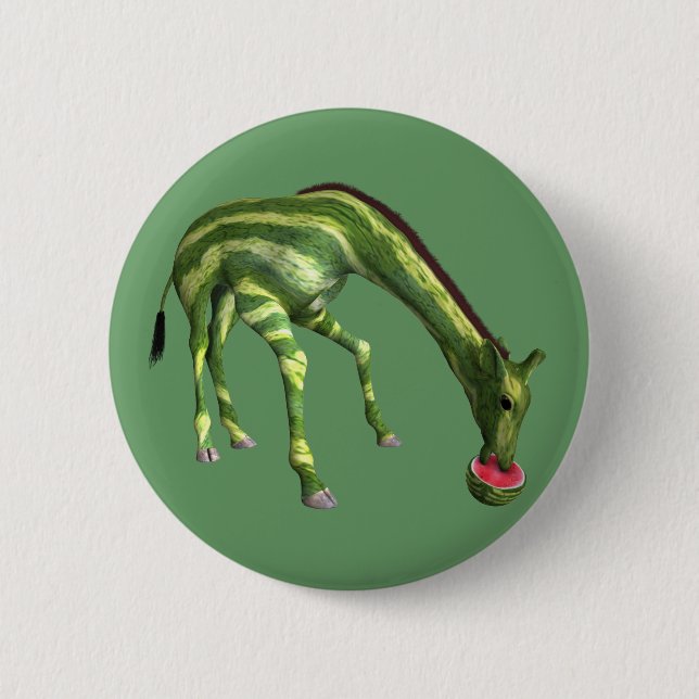 Badge Rond 5 Cm Giraffe Manger de la pastèque (Devant)