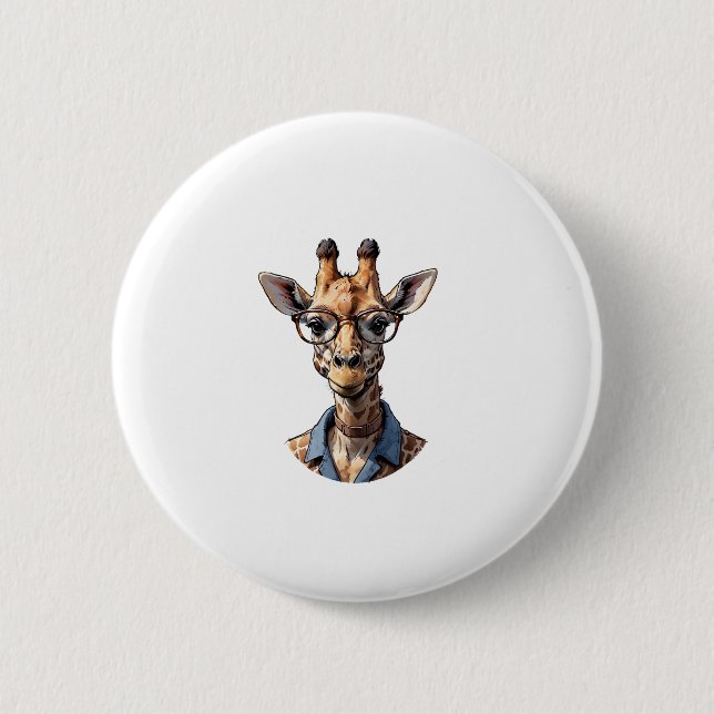 Badge Rond 5 Cm Giraffe_ Style en lunettes (Devant)