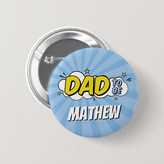 Badge Rond 5 Cm Girl Comic Book Superhero Baby shower Papa (Devant & derrière)