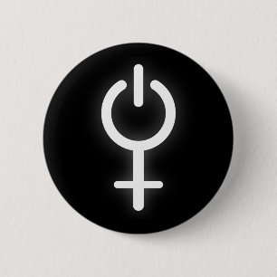 Badge Rond 5 Cm Girl Power Electronic Symbole pour Gamer Female Si