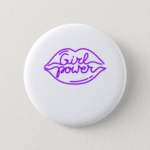 Badge Rond 5 Cm Girl Power Kiss Cool Femme Mouvement féministe