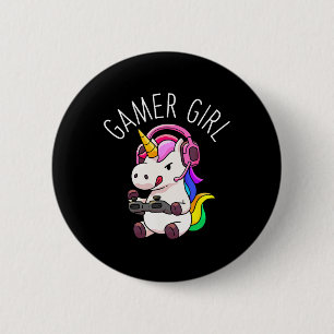 Badge Rond 5 Cm Girl Unicorn Jeu Vidéo mignonne Jeu Cadeau Femmes 