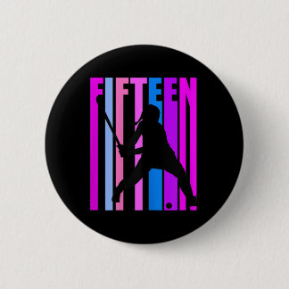 Badge Rond 5 Cm Girls 15th Birthday Field Hockey Player Sports Gir