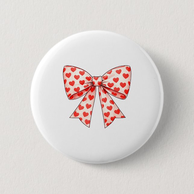 Badge Rond 5 Cm Girls Valentine Heart Bow Cute Valentines Day Teen (Devant)