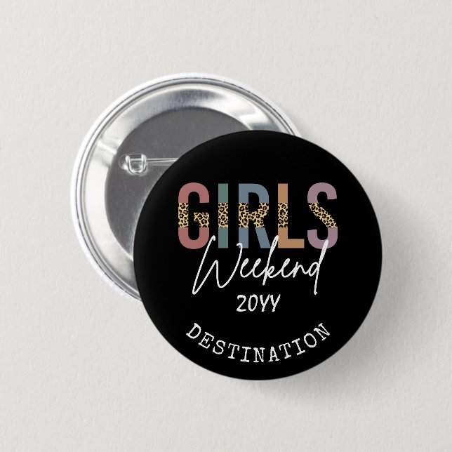 Badge Rond 5 Cm Girls Weekend Cheetah Print Girls trip getaway (Devant & derrière)