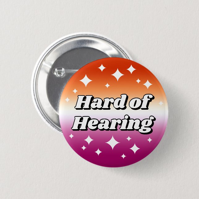 Badge Rond 5 Cm Girly Lesbian Flag Gradient Hard of Hearing (Devant & derrière)