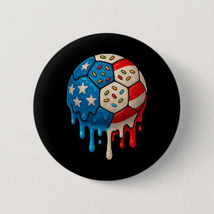 Badge Rond 5 Cm Glace Crème Goutte Football Machin 4 Juillet Garço