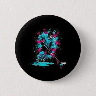 Badge Rond 5 Cm Glace de hockey Crème glacée goutte numéro 3 Garço