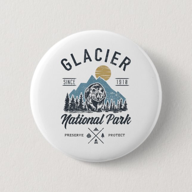 Badge Rond 5 Cm Glacier National Park novlelty Road trip Montana T (Devant)