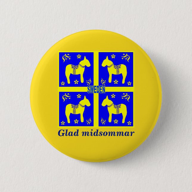 Badge Rond 5 Cm Glad Midsommar, (Devant)