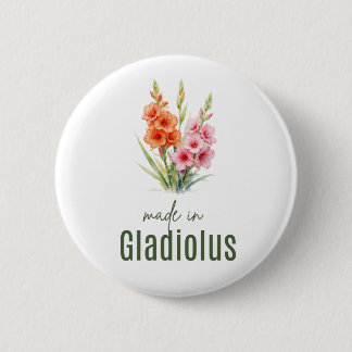 Badge Rond 5 Cm Glaïeul d'août Fleur de naissance Plate Merci
