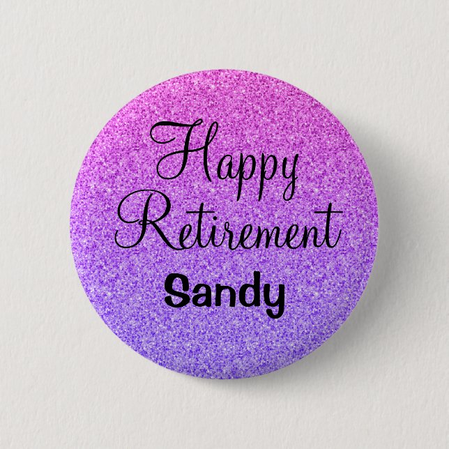 Badge Rond 5 Cm Glam Happy Retirement Ombre Purple Parties scintil (Devant)