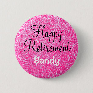 Badge Rond 5 Cm Glam Happy Retirez La Parties scintillant Rose Cha