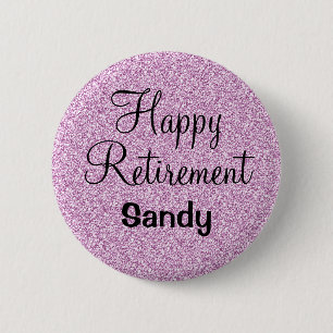 Badge Rond 5 Cm Glam Happy Retirez La Parties scintillant Violette