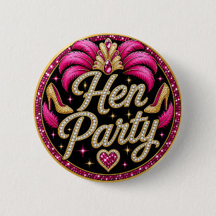 Badge Rond 5 Cm Glam Pink Gold Showgirl Enterrement de Vie de Jeun