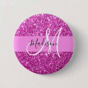 Badge Rond 5 Cm Glam Pink & Magenta Parties scintillant Étincelle