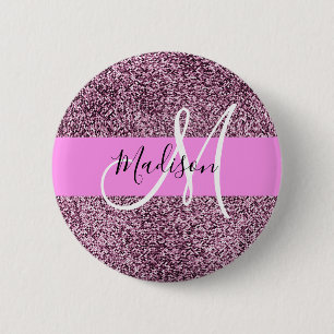 Badge Rond 5 Cm Glam Pink & Violet Parties scintillant étincelles