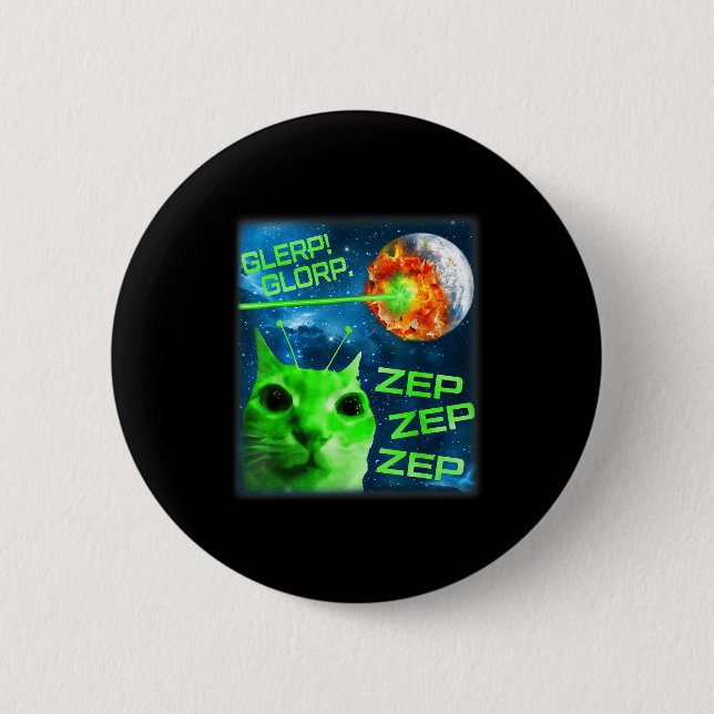 Badge Rond 5 Cm Glerp Glorp Funny Alien Cat Brainrot Meme  (Devant)
