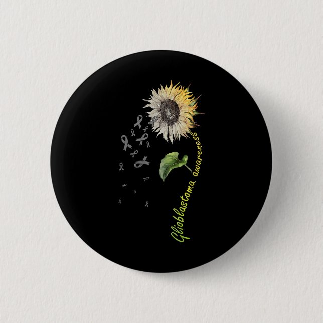 Badge Rond 5 Cm Glioblastoma Awareness Sunflower  (Devant)