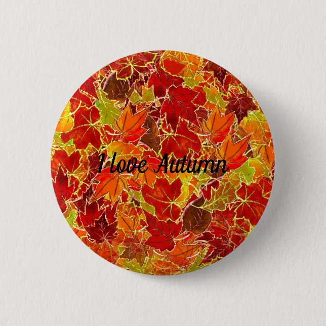 Badge Rond 5 Cm Glittery Fall Maple Feuilles (Devant)