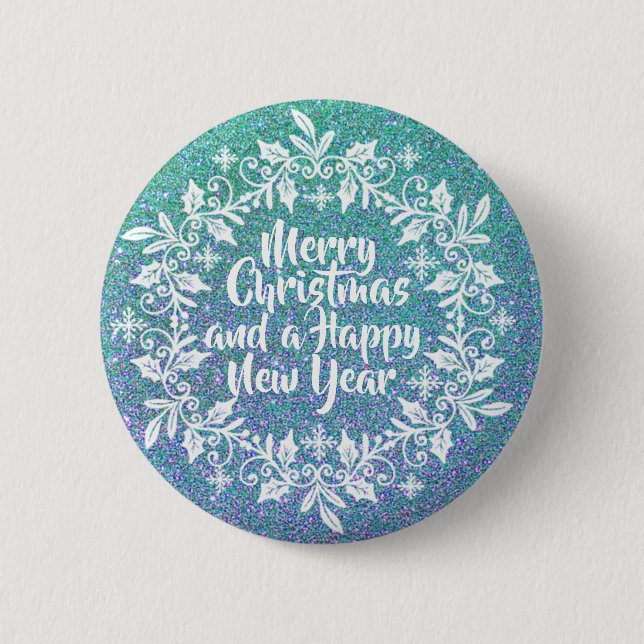 Badge Rond 5 Cm Glittery Joyeux Noël | Bouton d'épingle (Devant)