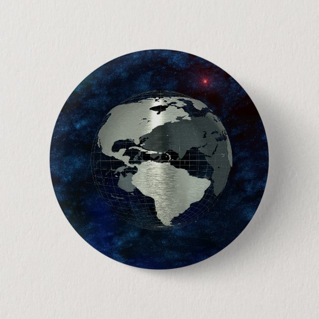 Badge Rond 5 Cm Globe de la terre en métal (Devant)
