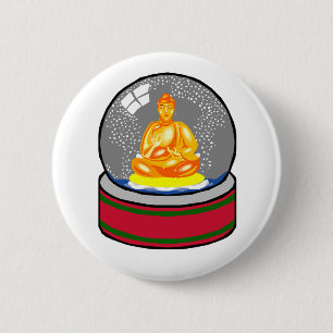 Badge Rond 5 Cm Globe de neige de Bouddha