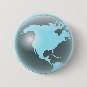 Badge Rond 5 Cm Globe en verre de l'Amérique du Nord