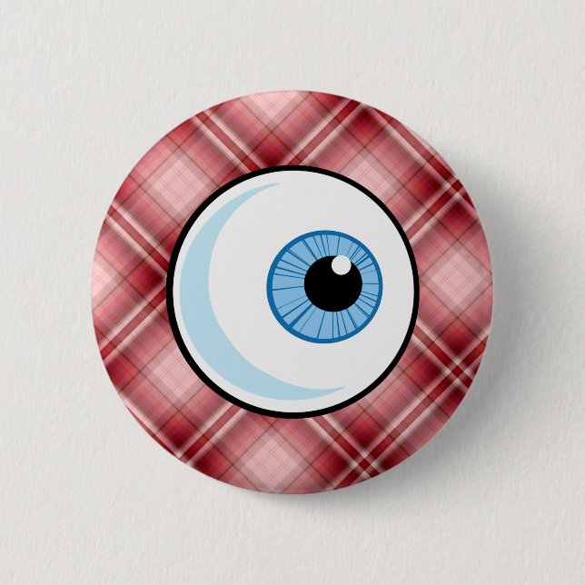 Badge Rond 5 Cm Globe oculaire rouge de plaid (Devant)