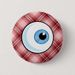 Badge Rond 5 Cm Globe oculaire rouge de plaid