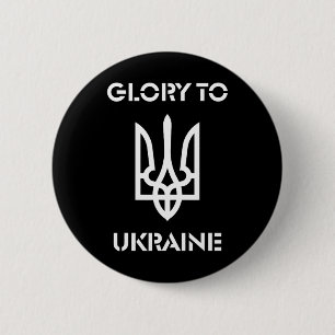 Badge Rond 5 Cm Gloire à l'Ukraine Armoiries Inspirées de Zelensky