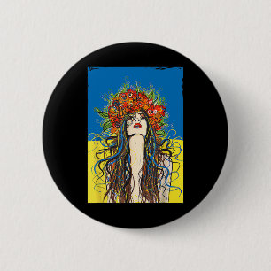 Badge Rond 5 Cm Gloire à l'Ukraine Fleurs d'Ukraine Patriotique Uk