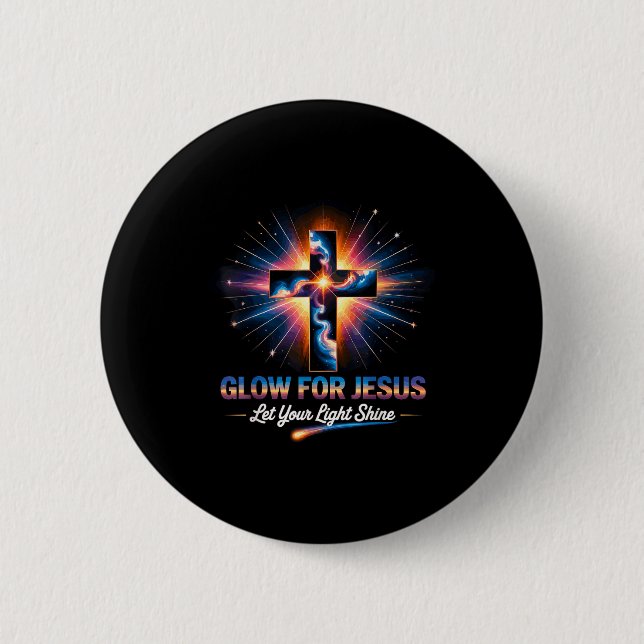 Badge Rond 5 Cm Glow For Jesus Cross  (Devant)