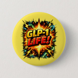 Badge Rond 5 Cm GLP-1 VIE ! Bande dessinée Pop Art