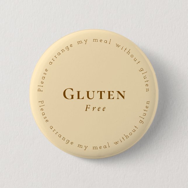 Badge Rond 5 Cm Gluten-Free Request Badge, Soft Beige - Brown (Devant)