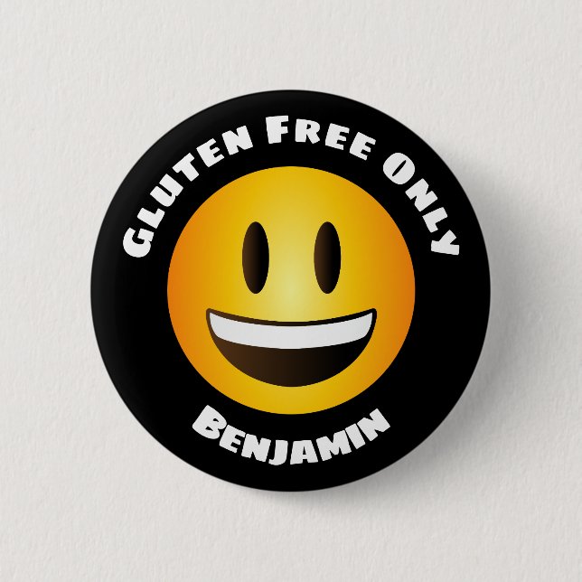Badge Rond 5 Cm Gluten sans sourire visage Emoji (Devant)