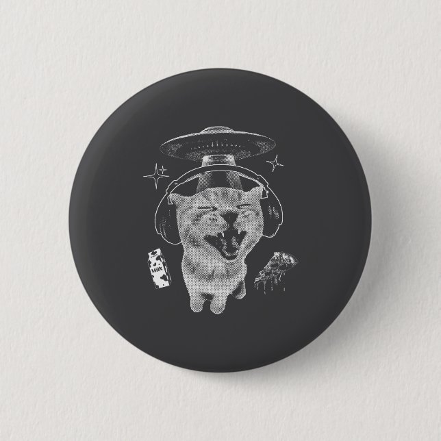 Badge Rond 5 Cm Gnarp Cat Silly Alien Cat Meme Brainrot Funny Meme (Devant)