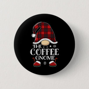 Badge Rond 5 Cm Gnome à café plaid de Buffalo famille assortie Noë