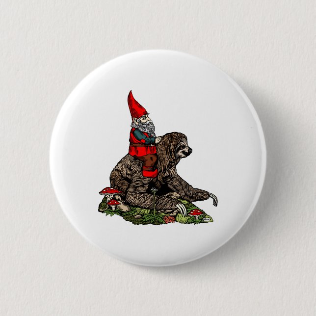 Badge Rond 5 Cm Gnome à cheval sur une parcelle (Devant)