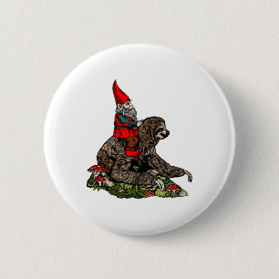Badge Rond 5 Cm Gnome à cheval sur une parcelle