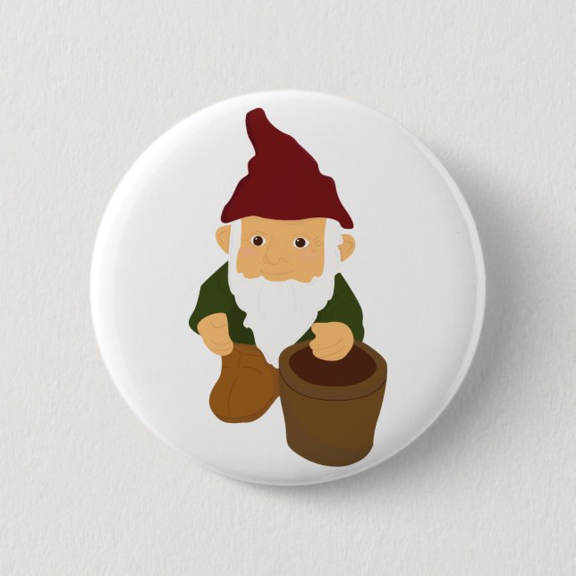 Badge Rond 5 Cm Gnome avec le seau (Devant)