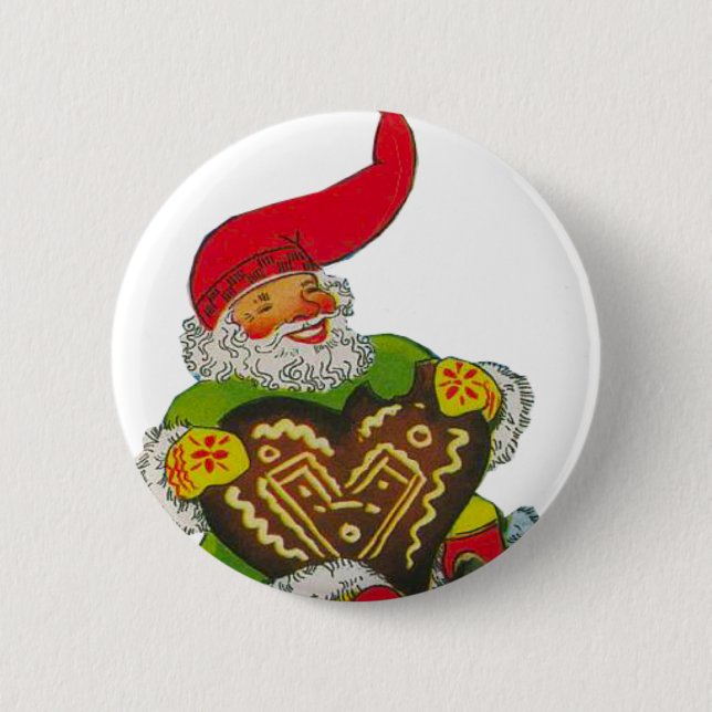 Badge Rond 5 Cm Gnome avec un coeur (Devant)