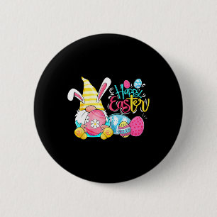 Badge Rond 5 Cm Gnome Chasse aux oeufs de Pâques Gnomes Bunny Joye