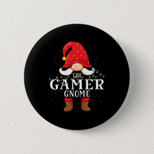 Badge Rond 5 Cm Gnome de joueur Pyjama de Noël de famille assorti