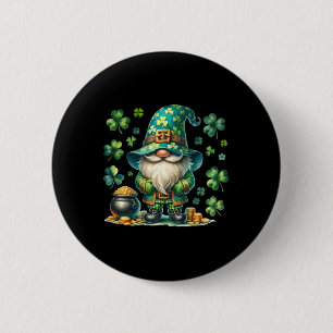 Badge Rond 5 Cm Gnome drôle de la Saint-Patrick avec pot de la Sai