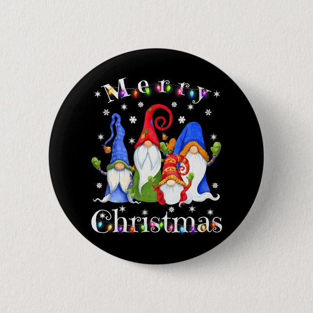Badge Rond 5 Cm Gnome drôle Jardin de Noël Gnome Joyeux (Devant)