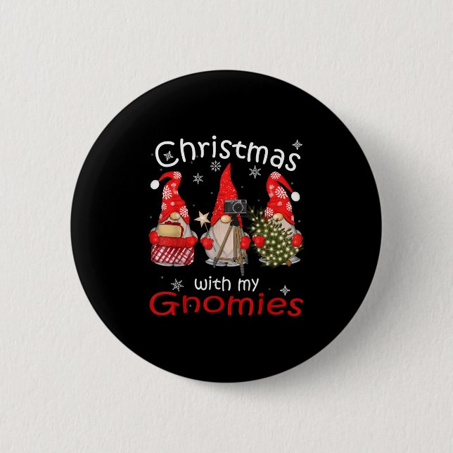 Badge Rond 5 Cm Gnome Funny Famille Chemises de Noël Femmes 2024 (Devant)